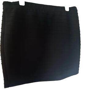 Black Bodycon Mini Skirt Textured Stretch Y2K 90s Cocktail Club Party Medium